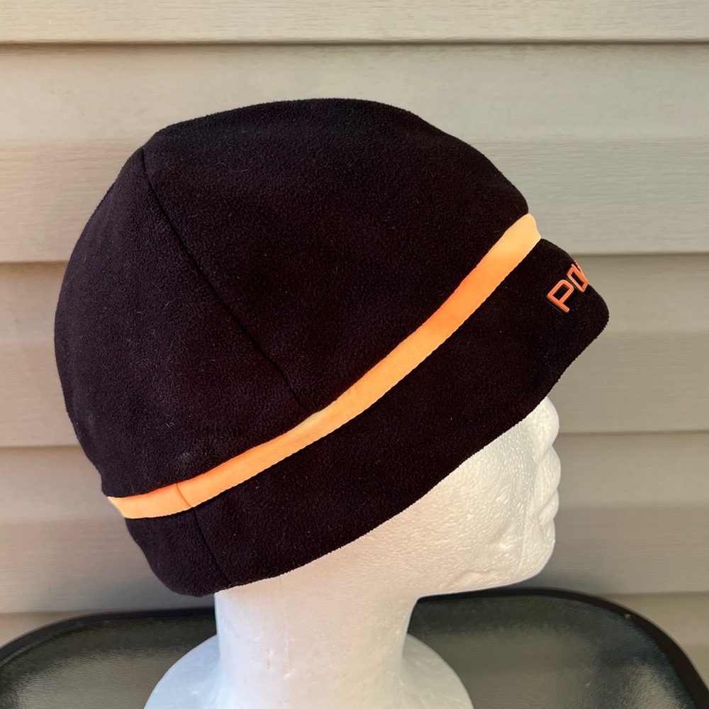 RARE- Polo Sport Thermal Fleece Barrier Beanie Black/Orange Sz OS - Picture 3 of 7